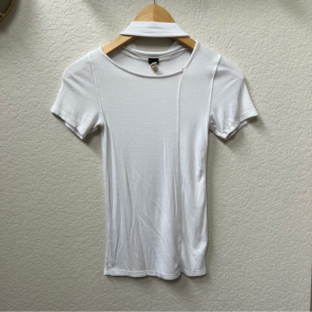 Free People We The Free Tee Women XS Choker Neck Fitted Stretch Lightweight